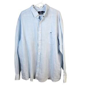 Vineyard Vines Classic Fit Tucker Shirt Mens XXL Blue Stripe Linen Preppy Casual